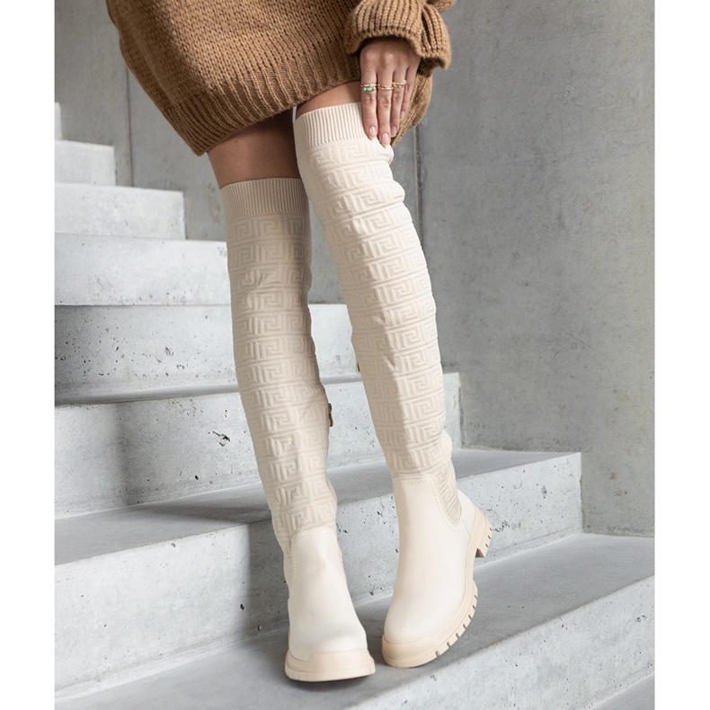 Stivali in tessuto beige con finitura opaca Scarlett 2