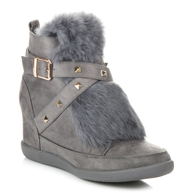 Kylie Sneakers Con Pelliccia grigio 1