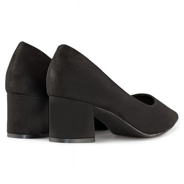 Décolleté a tacco basso in pelle scamosciata, classiche décolleté a tacco alto da donna nere nero 1