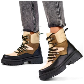Stivaletti stringati da donna, scarpe invernali sopra la caviglia da donna beige 2