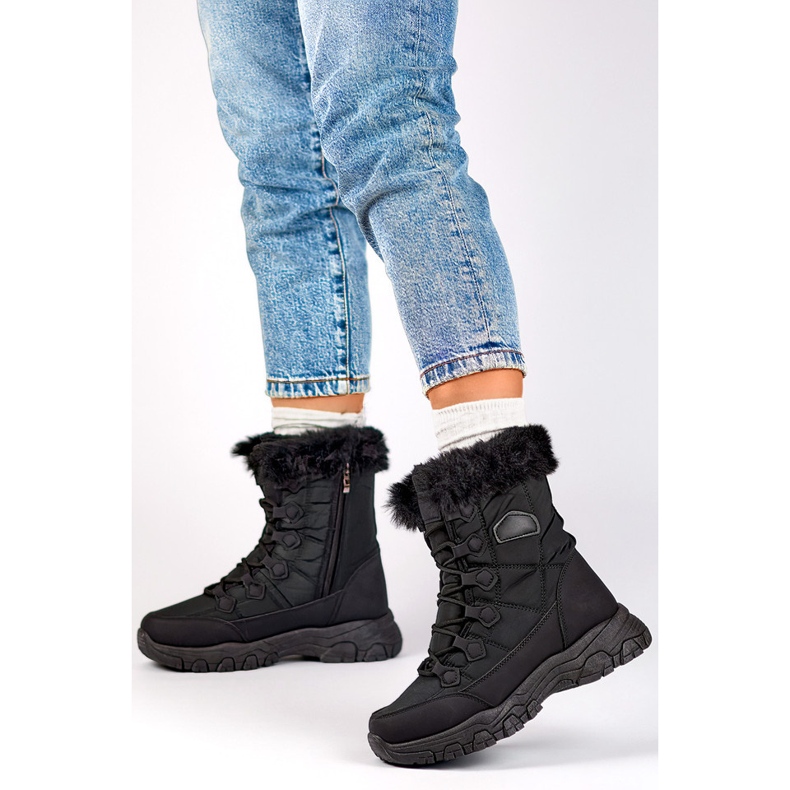 Doposci alti e isolanti, scarpe sportive invernali da donna, molto isolanti nero 1