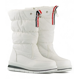 Stivali da neve alti bianchi da donna, stivali invernali isolanti con coulisse bianco 1