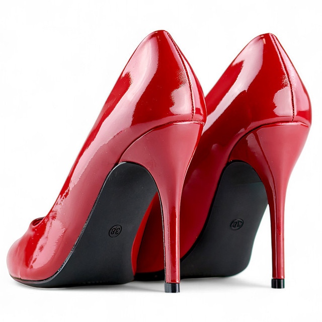 Décolleté da donna con tacco alto in vernice rossa rosso 1