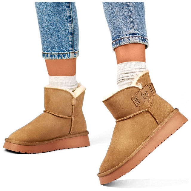 Doposci da donna in pelle naturale, stivali isolanti da donna, scarpe invernali beige 2