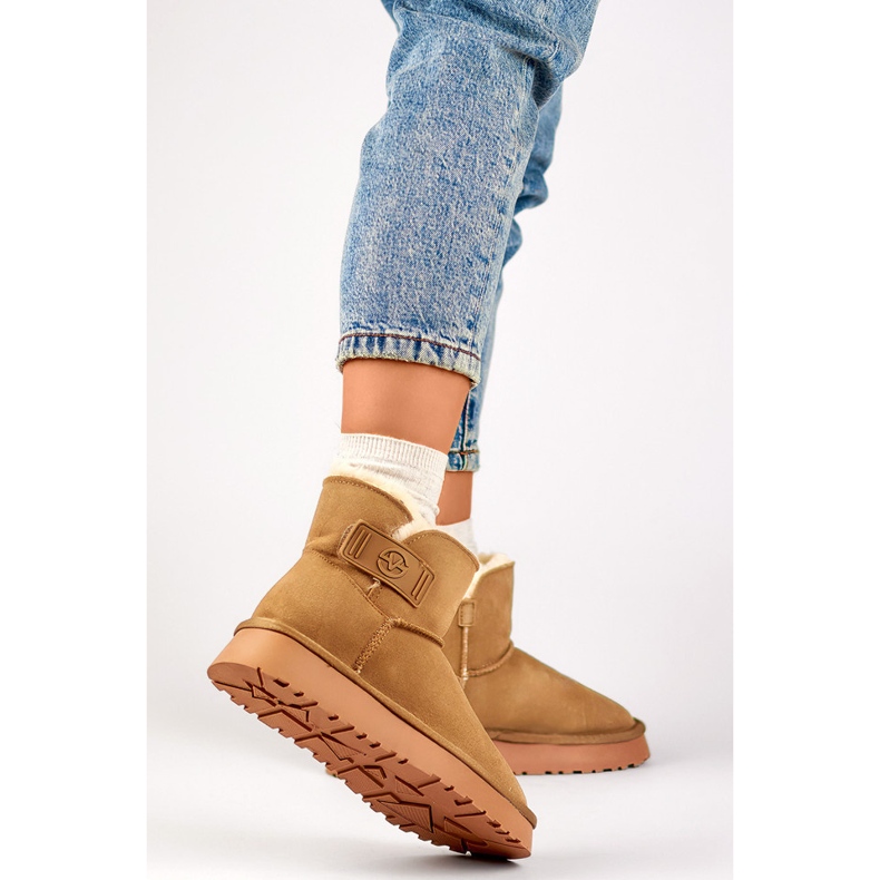 Doposci da donna in pelle naturale, stivali isolanti da donna, scarpe invernali beige 1