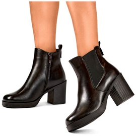 Stivaletti da donna neri, classici stivaletti neri realizzati in pelle ecologica, scarpe invernali isolanti nero 2