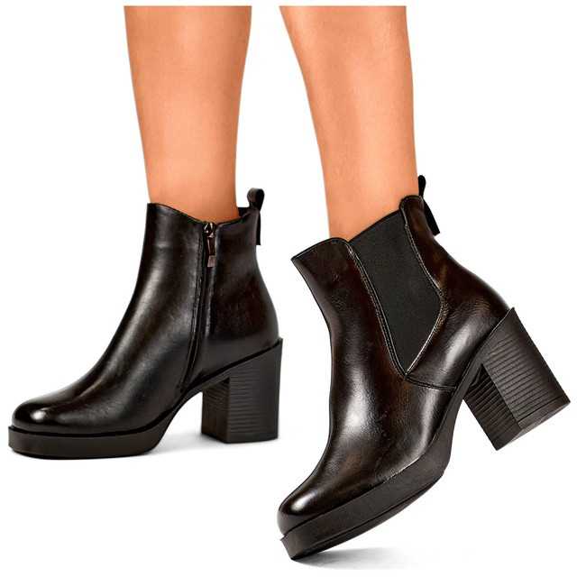 Stivaletti da donna neri, classici stivaletti neri realizzati in pelle ecologica, scarpe invernali isolanti nero 2