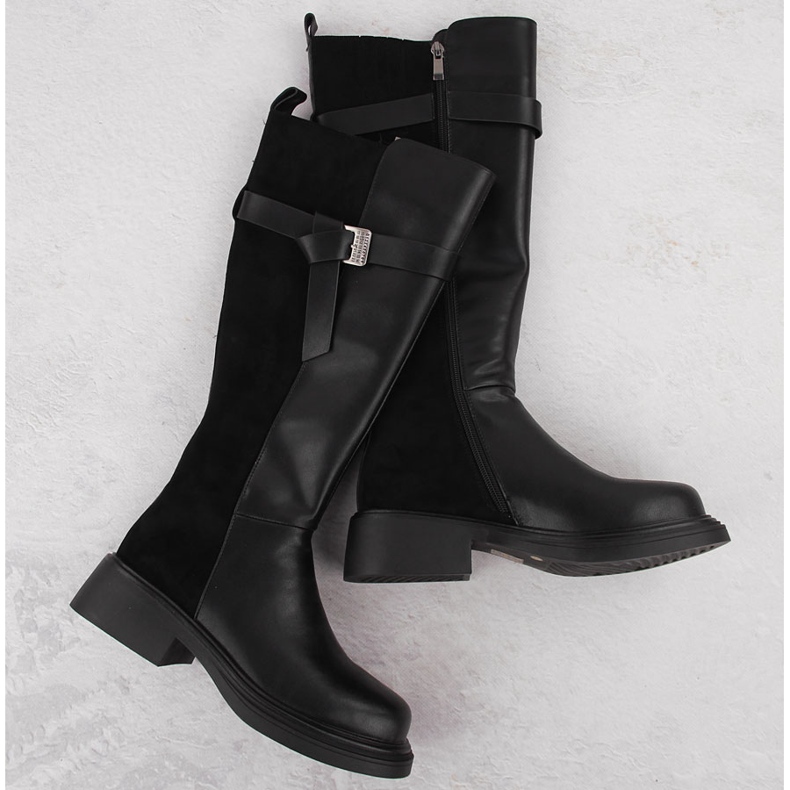 Filippo DKZ6404 stivali da donna in pelle nera nero 1