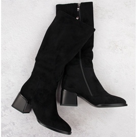 Stivali da donna in camoscio nero con tacco Filippo DKZ6603 1