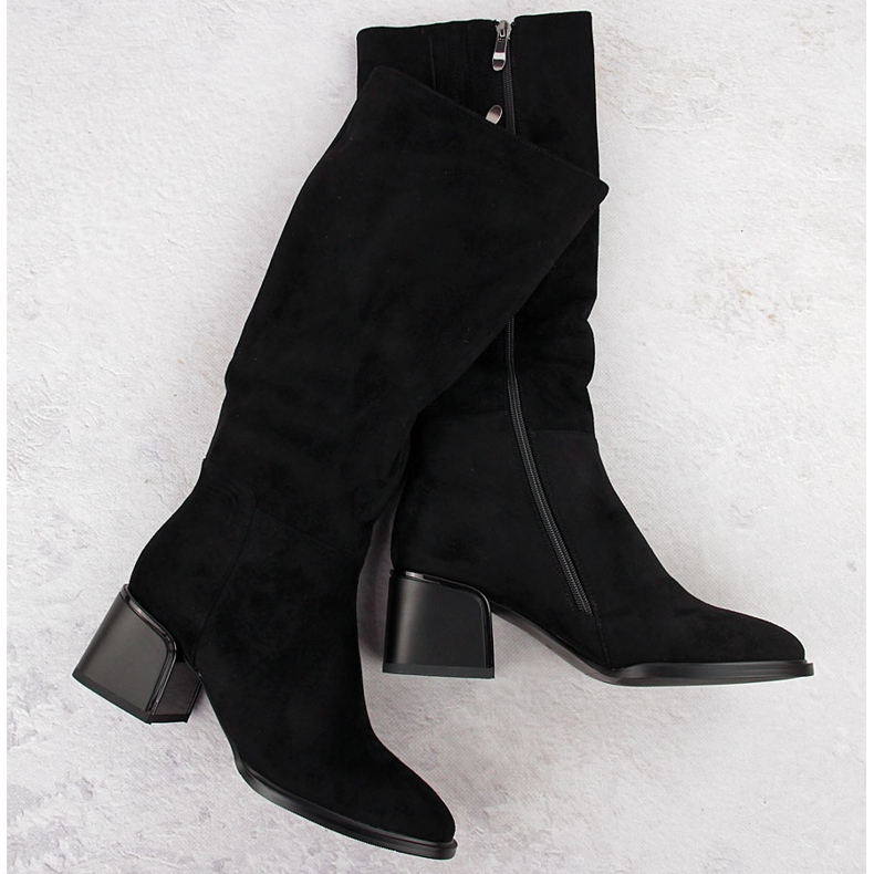 Stivali da donna in camoscio nero con tacco Filippo DKZ6603 1