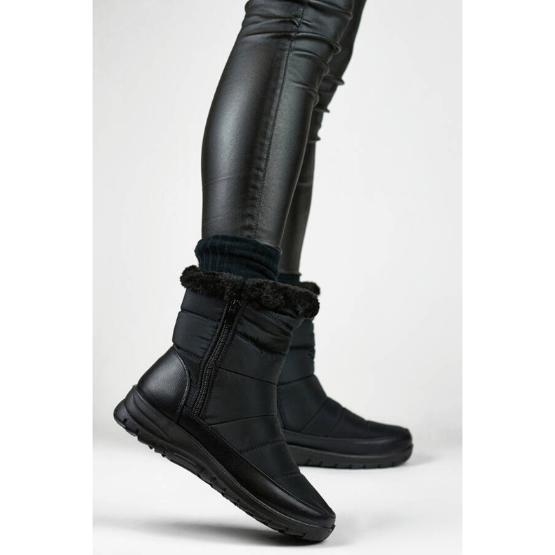 Doposci isolanti da donna con pelo, neri 22T10B nero 1