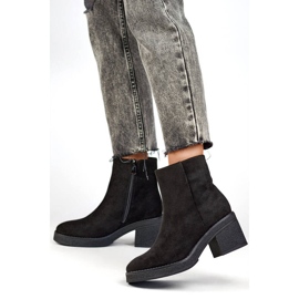 Stivali classici da donna con tacco in pelle scamosciata, neri MS1508B nero 2