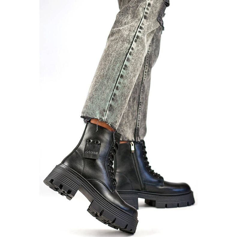 Lavoratrici in pelle da donna su pedana, nere GD-TL56B nero 2