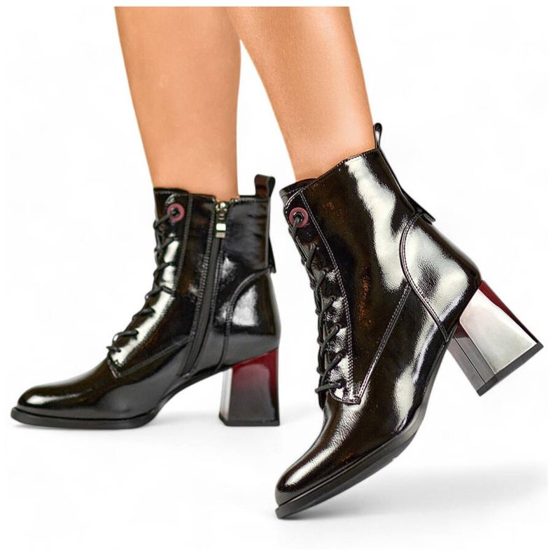 Stivaletti laccati da donna, neri, GD-FL2106B nero 1