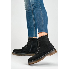 Stivali da lavoro da donna in camoscio nero scamosciato H1080B 1