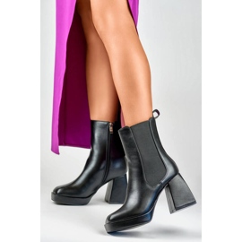 Stivaletti da donna con tacco alto e plateau, nero X8271B 2
