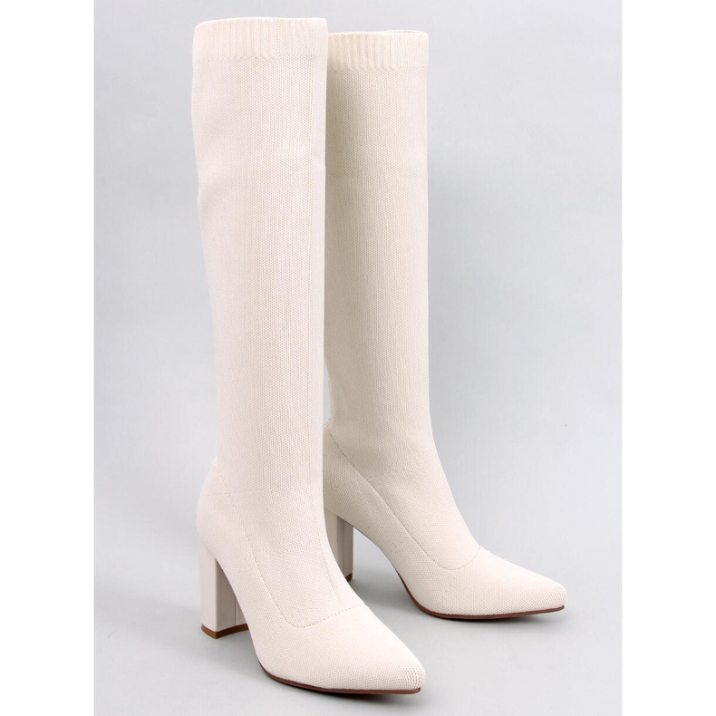 Stivali Elisha Beige elasticizzati con tacco alto 1
