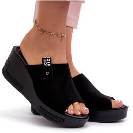 Infradito con zeppa alta da donna Vinceza, nere nero 4