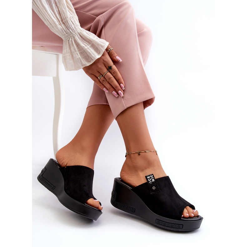 Infradito con zeppa alta da donna Vinceza, nere nero 3