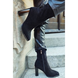 Stivaletti da donna in pelle scamosciata, neri, GD-FL2098B nero 1