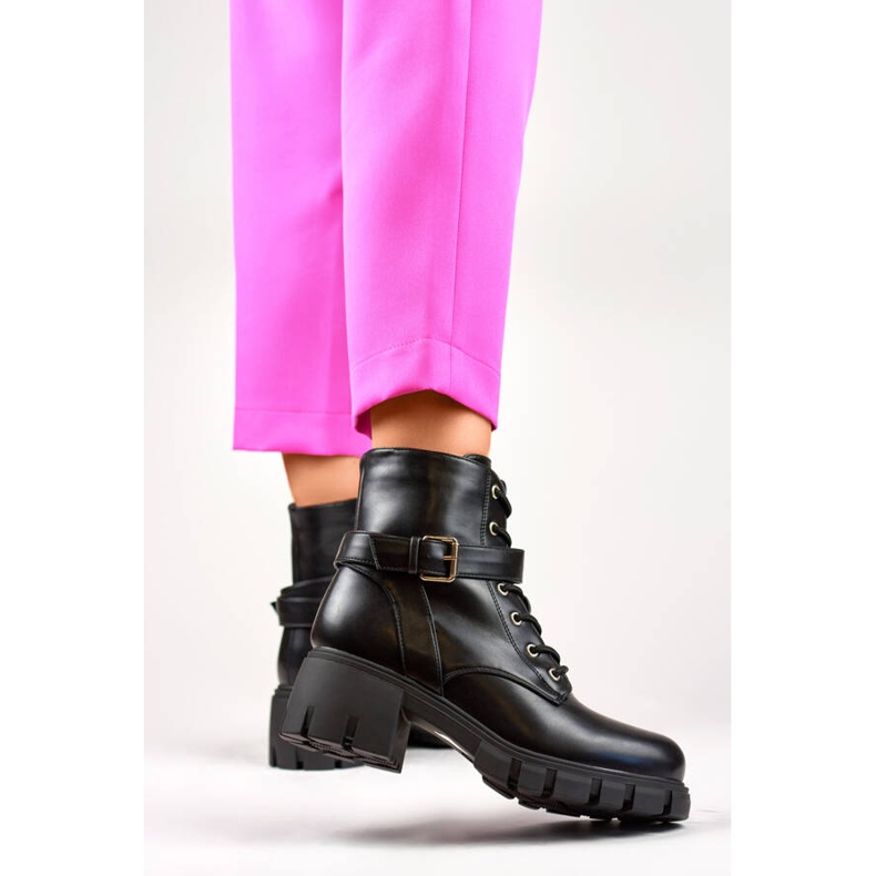 Stivali da donna con tacco basso e plateau, neri BM530B nero 2