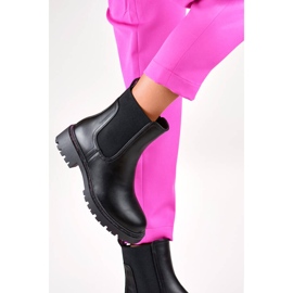 Stivaletti Chelsea isolanti da donna con zirconi, neri RXJ-210B nero 2