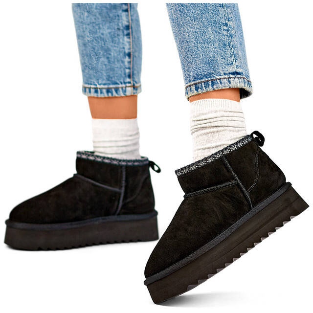 Doposci da donna in pelle scamosciata, nero YU9001B 1