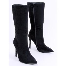 Stivali classici in camoscio con tacco alto Marissa Black nero 1
