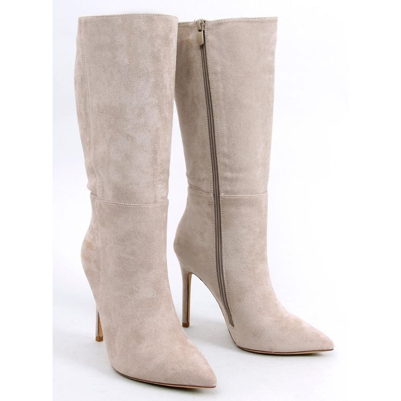 Stivali Marissa Khaki classici in camoscio con tacco alto beige 1