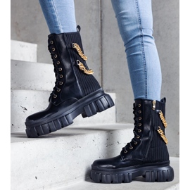 Stivali neri decorati con catene Crocemosso nero 1