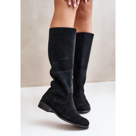 Lewski Shoes Stivali a metà polpaccio da donna in pelle scamosciata con cerniera sinistra 3616 neri nero 2