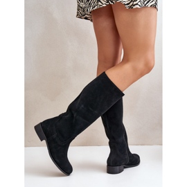Lewski Shoes Stivali a metà polpaccio da donna in pelle scamosciata con cerniera sinistra 3616 neri nero 1