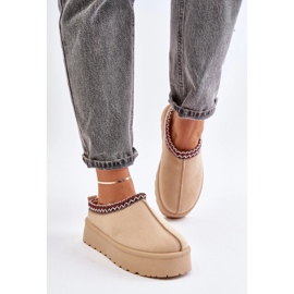 Stivali da neve bassi da donna con ricamo sulla piattaforma Narirya beige chiaro 2
