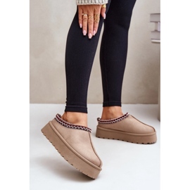 Stivali da neve bassi da donna con ricamo su plateau, Narirya beige scuro 1