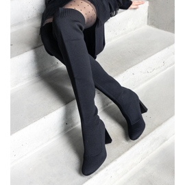 Stivali slip-on neri con tacco alto e tomaia flessibile Flamme nero 1