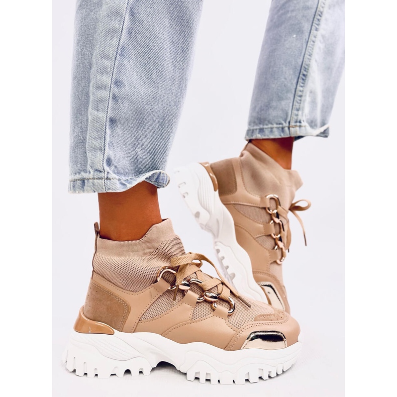 Scarpe da ginnastica a calzino Petra Khaki beige 2