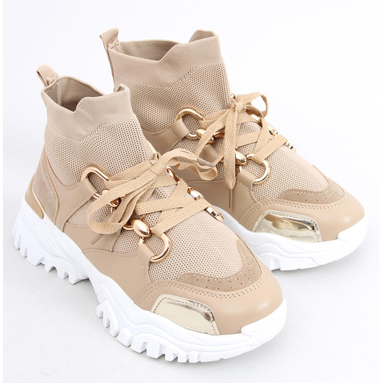 Scarpe da ginnastica a calzino Petra Khaki beige 1