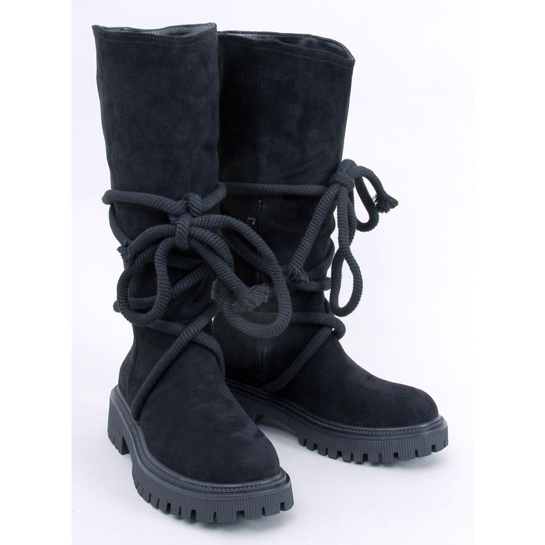 Stivali in pelle scamosciata con cordoncino Spicer Black nero 1