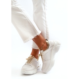 Jezzi Sneakers Sportive da Donna in Pelle con Suola Spessa, Colore Bianco e Oro bianca 3
