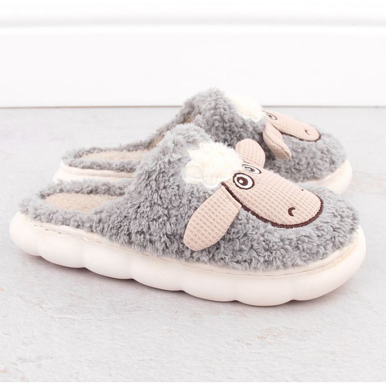Ciabatte Filippo in pelliccia con pecora DK6683 PAW577A grigio 2