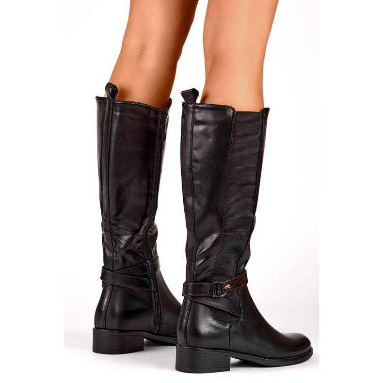 Stivali da donna con gomma elastica, neri JK-167B nero 2