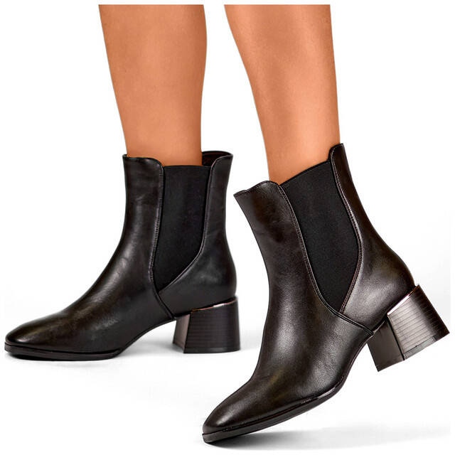 Stivaletti da donna con tacco alto, neri, 9611B nero 1