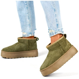 Doposci slip-on da donna in pelle scamosciata, verde 8917-5GR 1