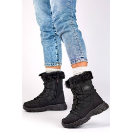 Doposci isolanti da donna con pelliccia, neri 9093B nero 2