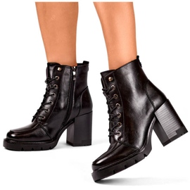 Stivaletti isolanti con tacco alto da donna, neri 24-12493B nero 1