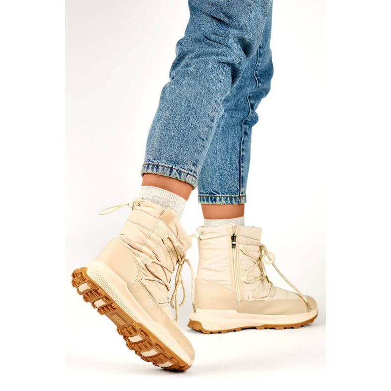 Doposci con plateau da donna, beige 24-16321BE 2
