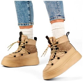 Doposci da donna stringati con suola spessa, beige 24-72302BE 2