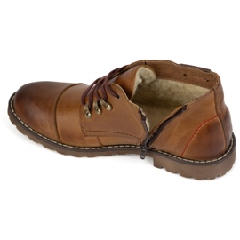 Olivier Stivaletti invernali corti da uomo in pelle, 963MP, rossi beige 1