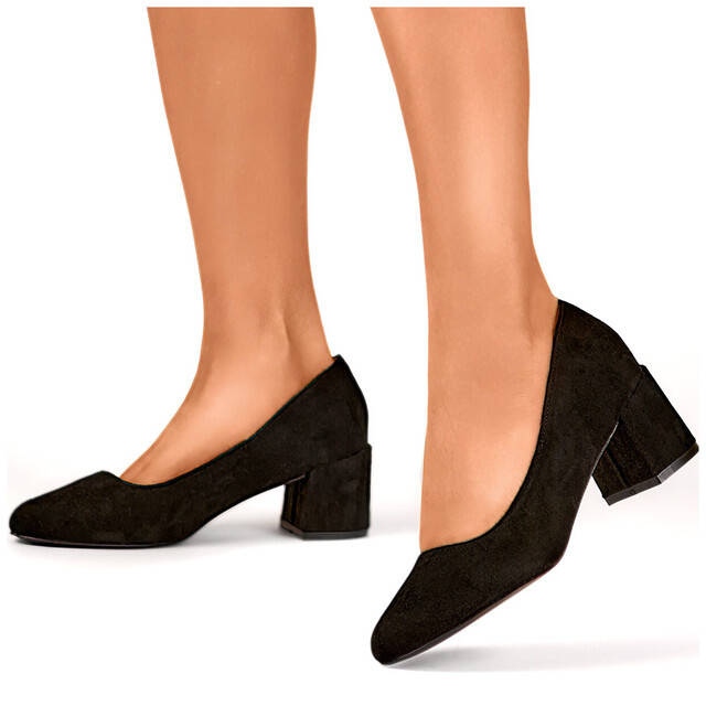 Décolleté da donna in camoscio nero con tacco basso 8338-260B 1