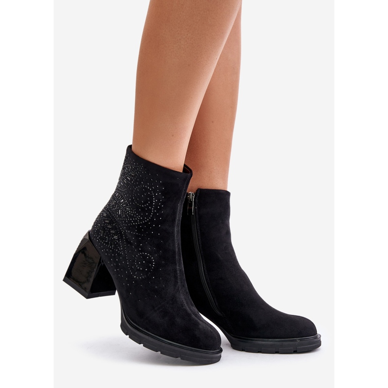 S.Barski Stivali da donna isolanti con tacco alto con decorazione D&amp;A MR880-130 Nero 1